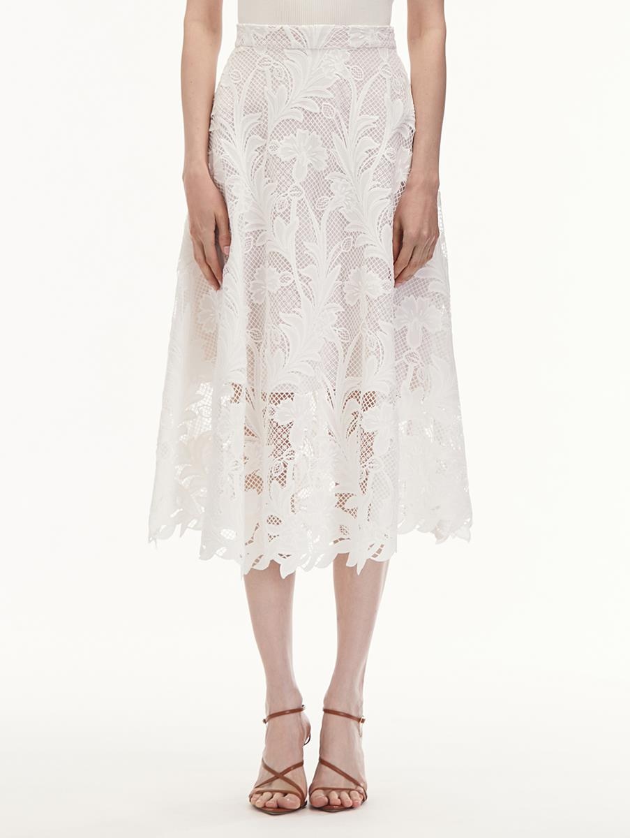MARBLED CARNATION GUIPURE SKIRT - 3