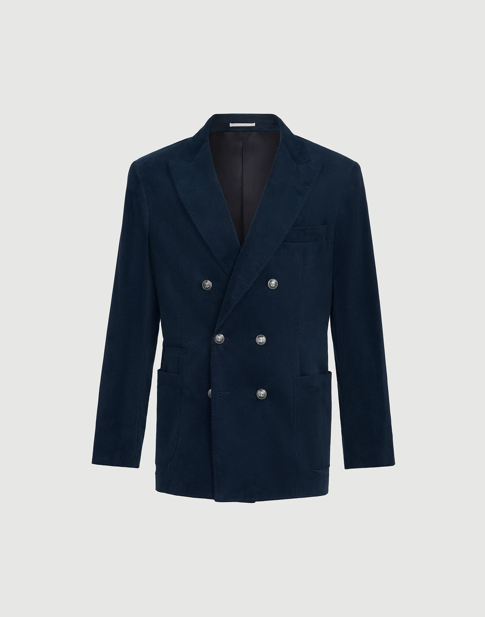 Sea Island cotton narrow wale corduroy one-and-a-half breasted deconstructed blazer with patch pocke - 1