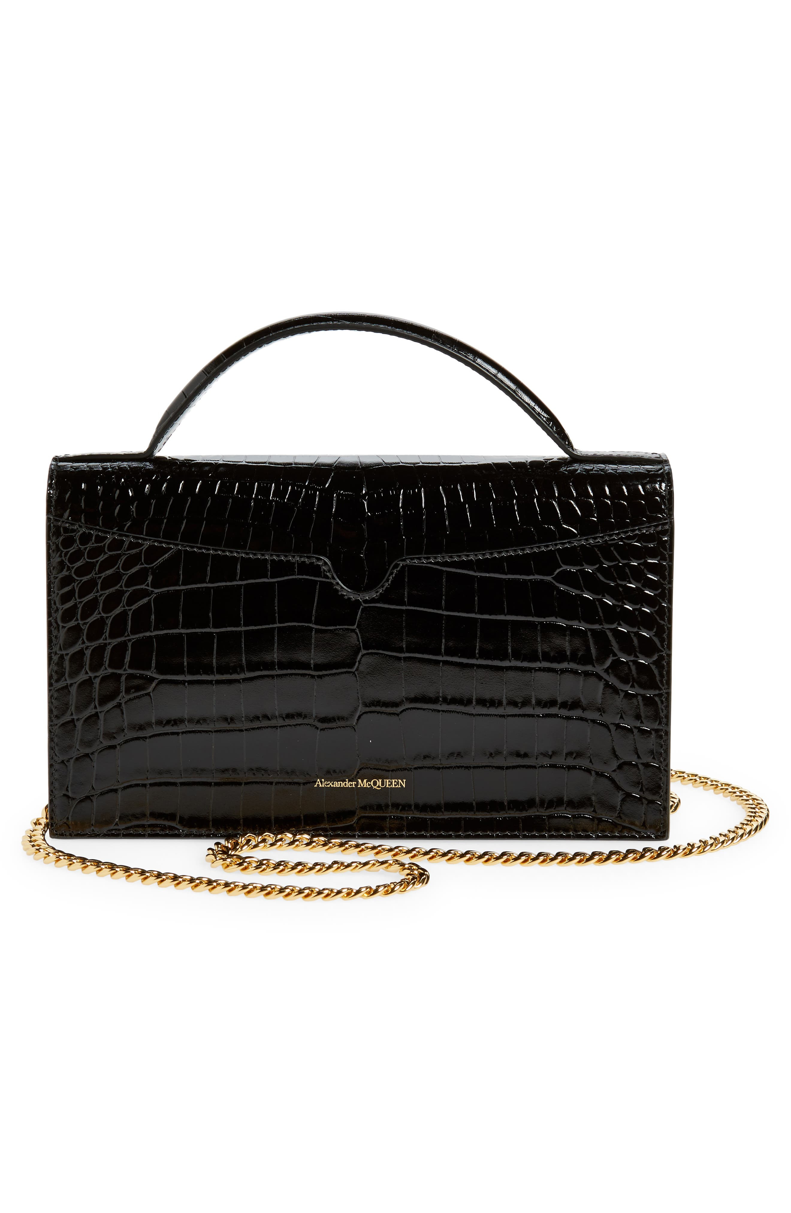 Medium Skull Croc Embossed Leather Crossbody Bag - 4