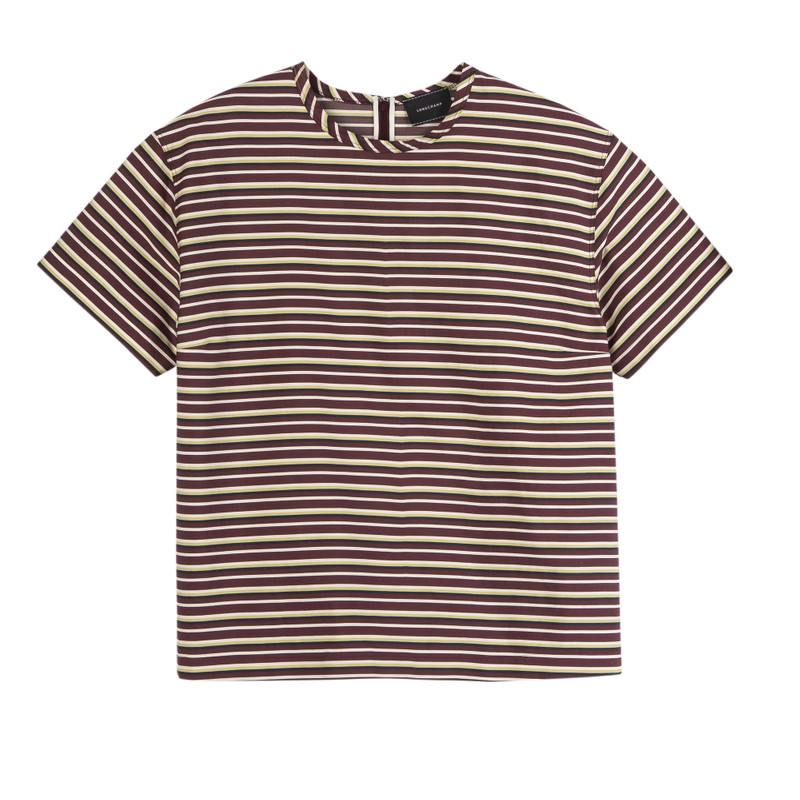T-shirt Burgundy - Striped poplin 1
