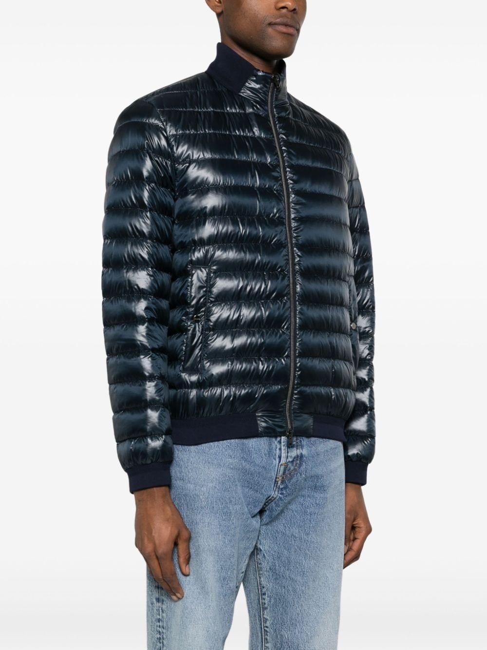 ribbed-trim quilted jacket - 3