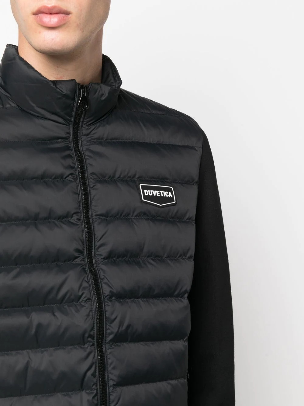 embroidered logo quilted puffer jacket - 5