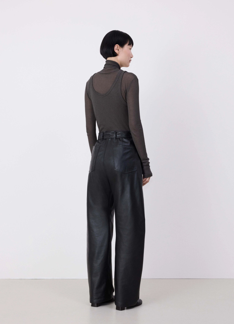 LEATHER BELTED TWISTED PANTS 3