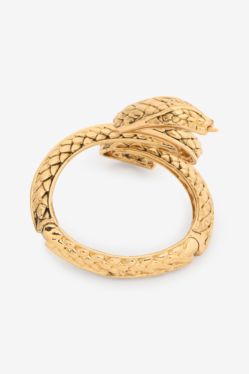 Antiqued Gold Snake Bangle Bracelet 3
