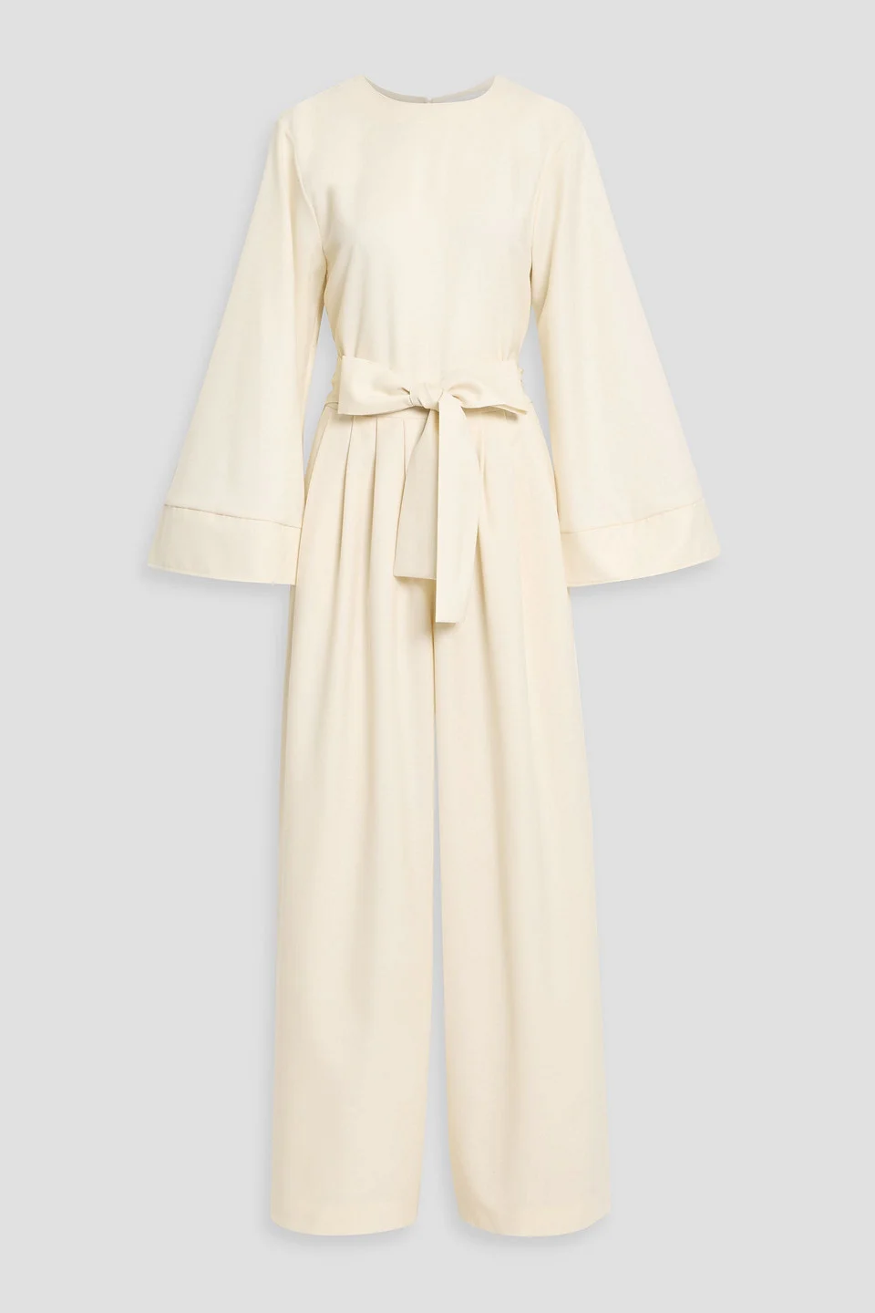 Pleated wool-twill wide-leg jumpsuit - 1