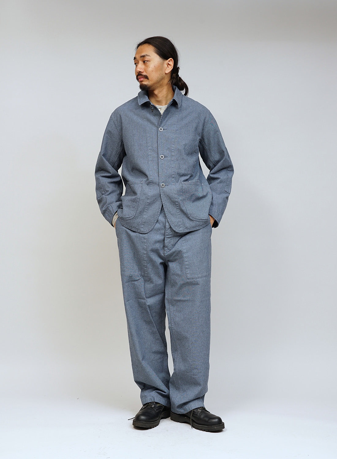 New Navvie Blazer Broken Twill in Washed Blue - 3