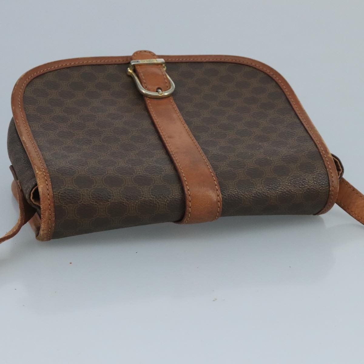 CELINE Macadam Canvas Shoulder Bag Pvc Leather Brown - 6
