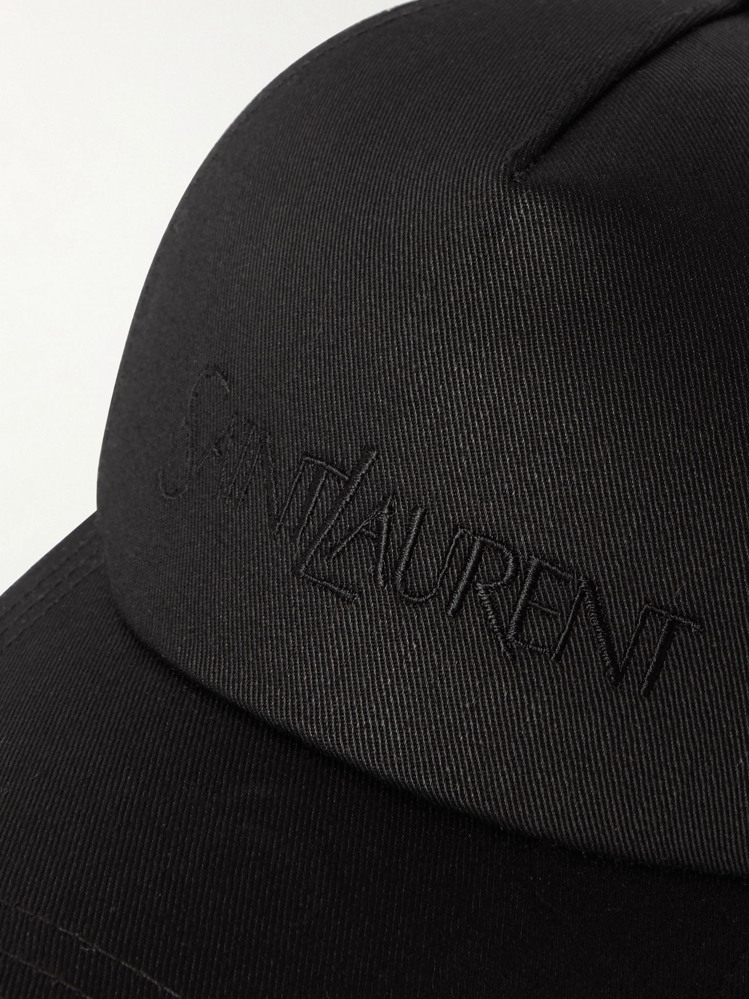 Logo-Embroidered Cotton and Linen-Blend Gabardine Baseball Cap Black - 4