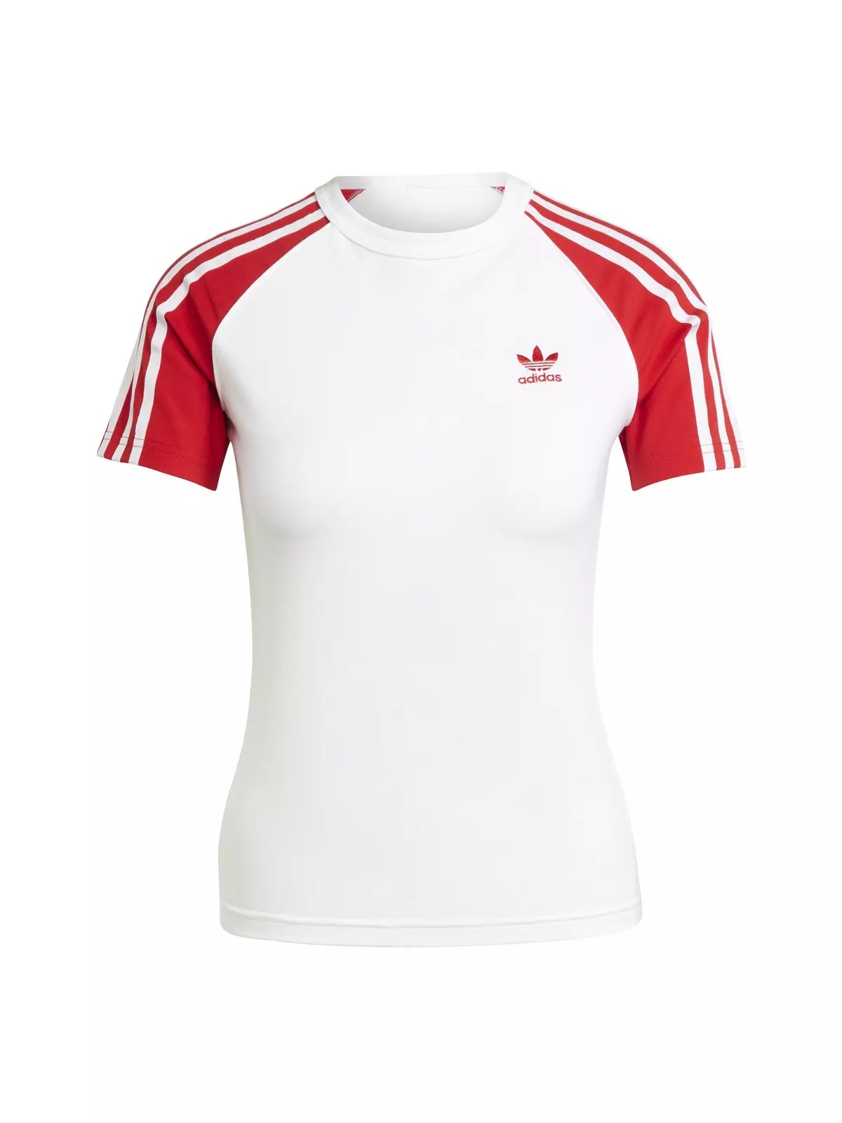 Originals Women's Adicolor 3-Stripes Raglan Slim T-Shirt -White/Red - 6