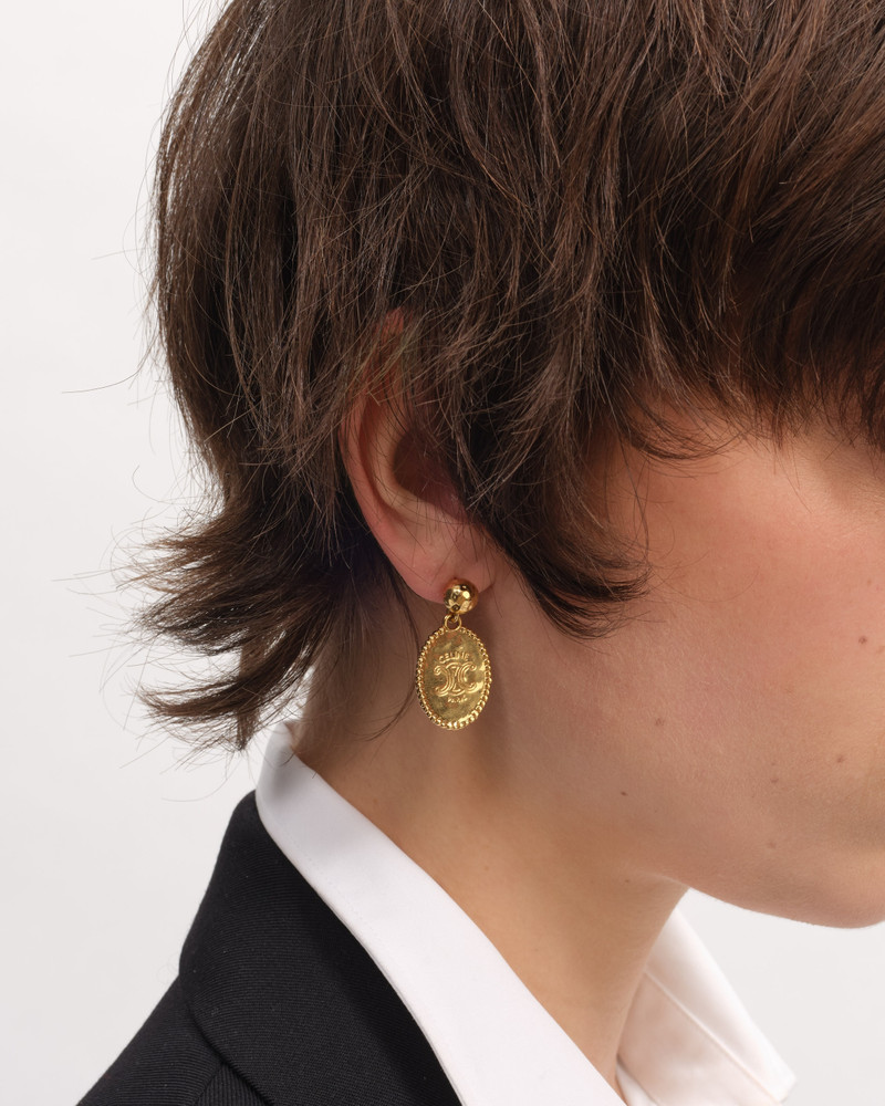 CELINE TRIOMPHE MEDAL EARRINGS IN BRASS WITH GOLD FINISH outlook