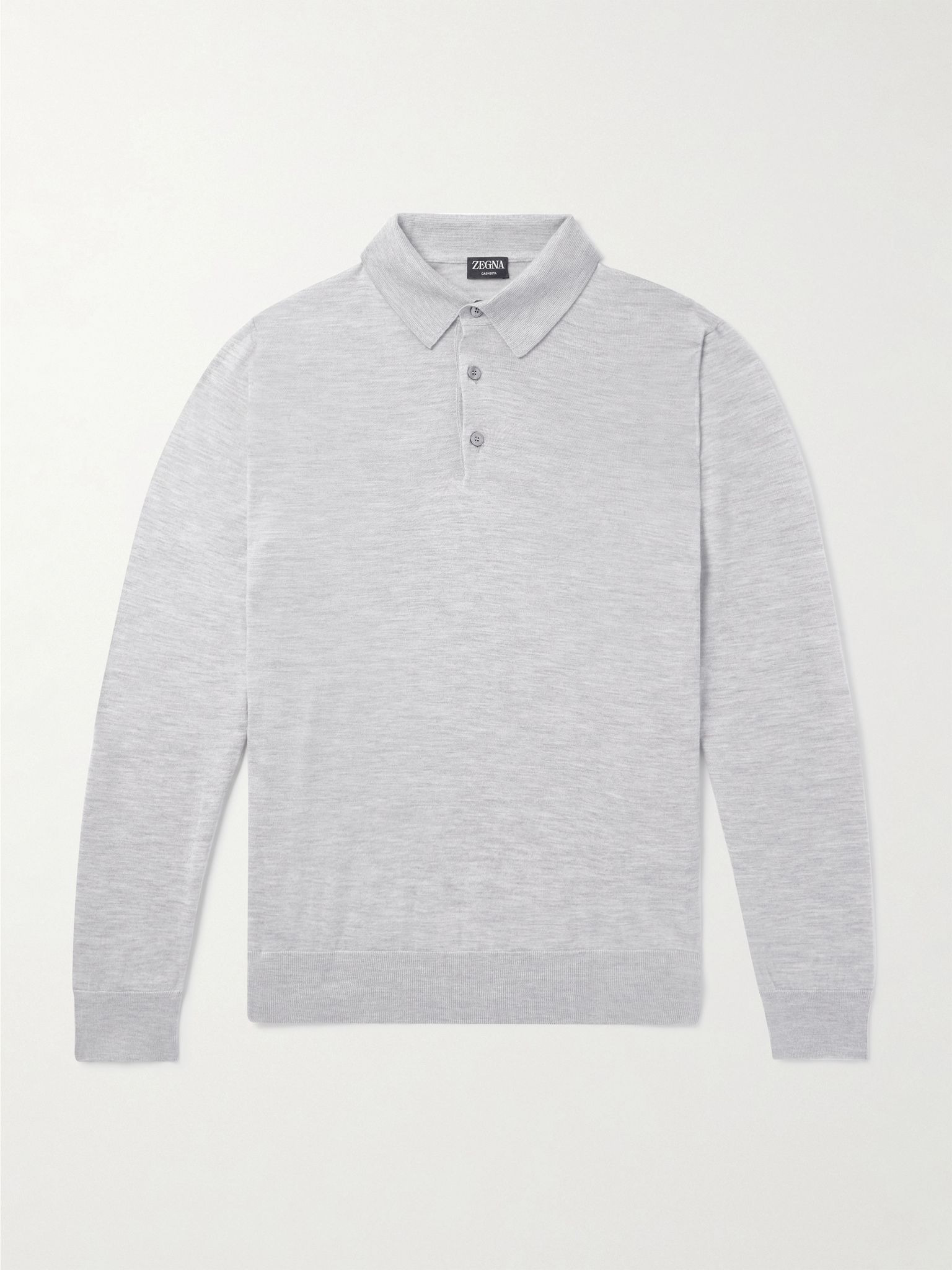 Cashmere and Silk-Blend Polo Shirt Gray - 1
