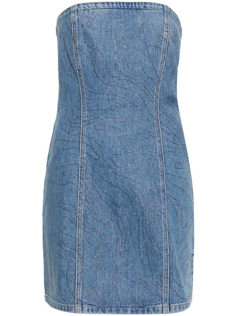 crystal-embellished denim mini dress 1