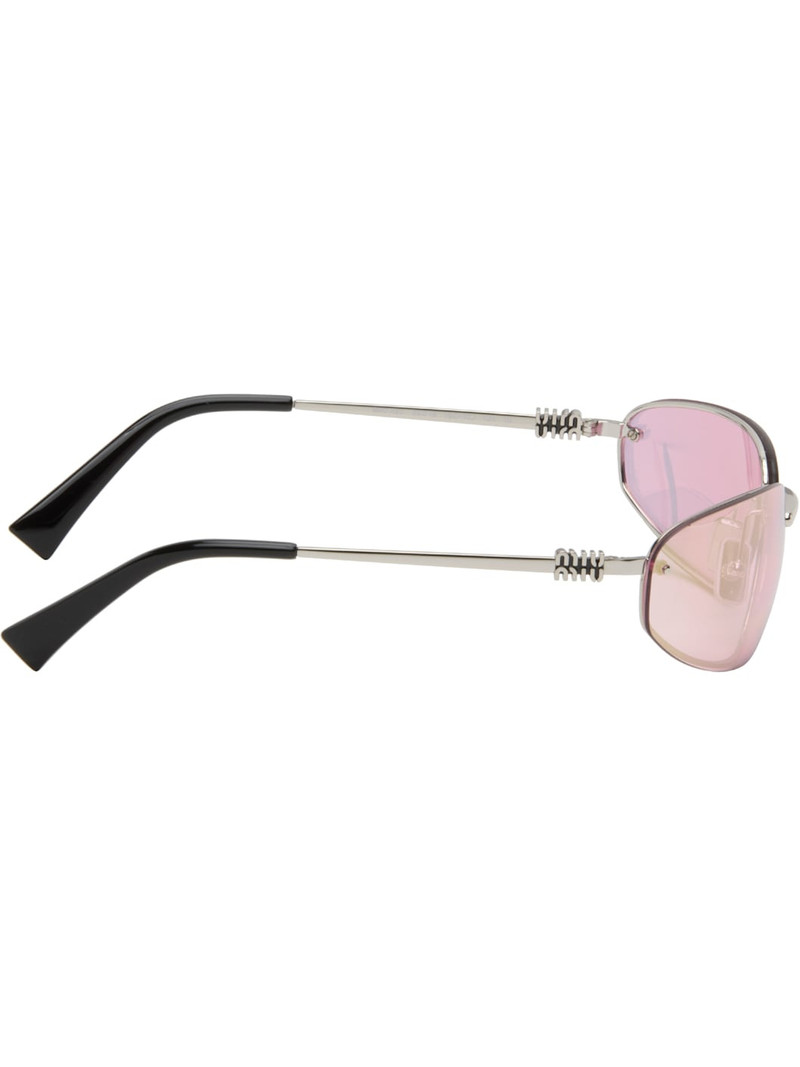 Miu Miu Pink Rimless Metal Oval Sunglasses outlook