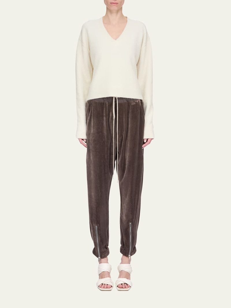 Rick Owens Velvet Zip Joggers outlook