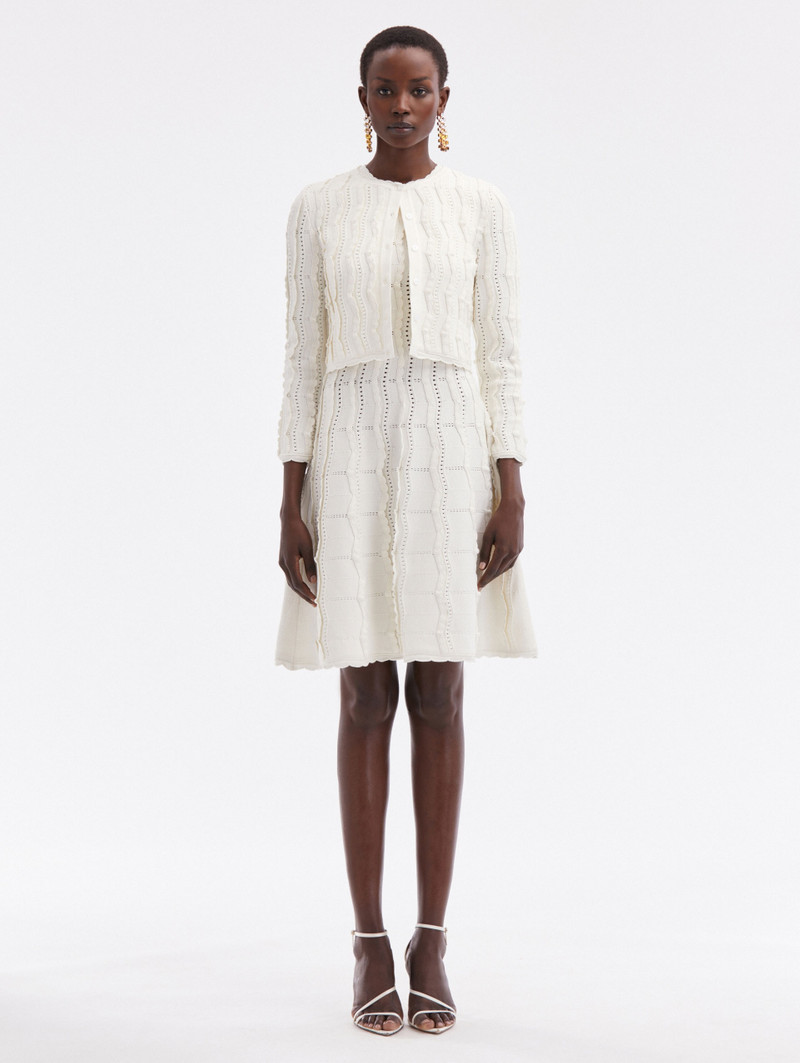 Oscar de la Renta CROPPED WAVE KNIT CARDIGAN outlook