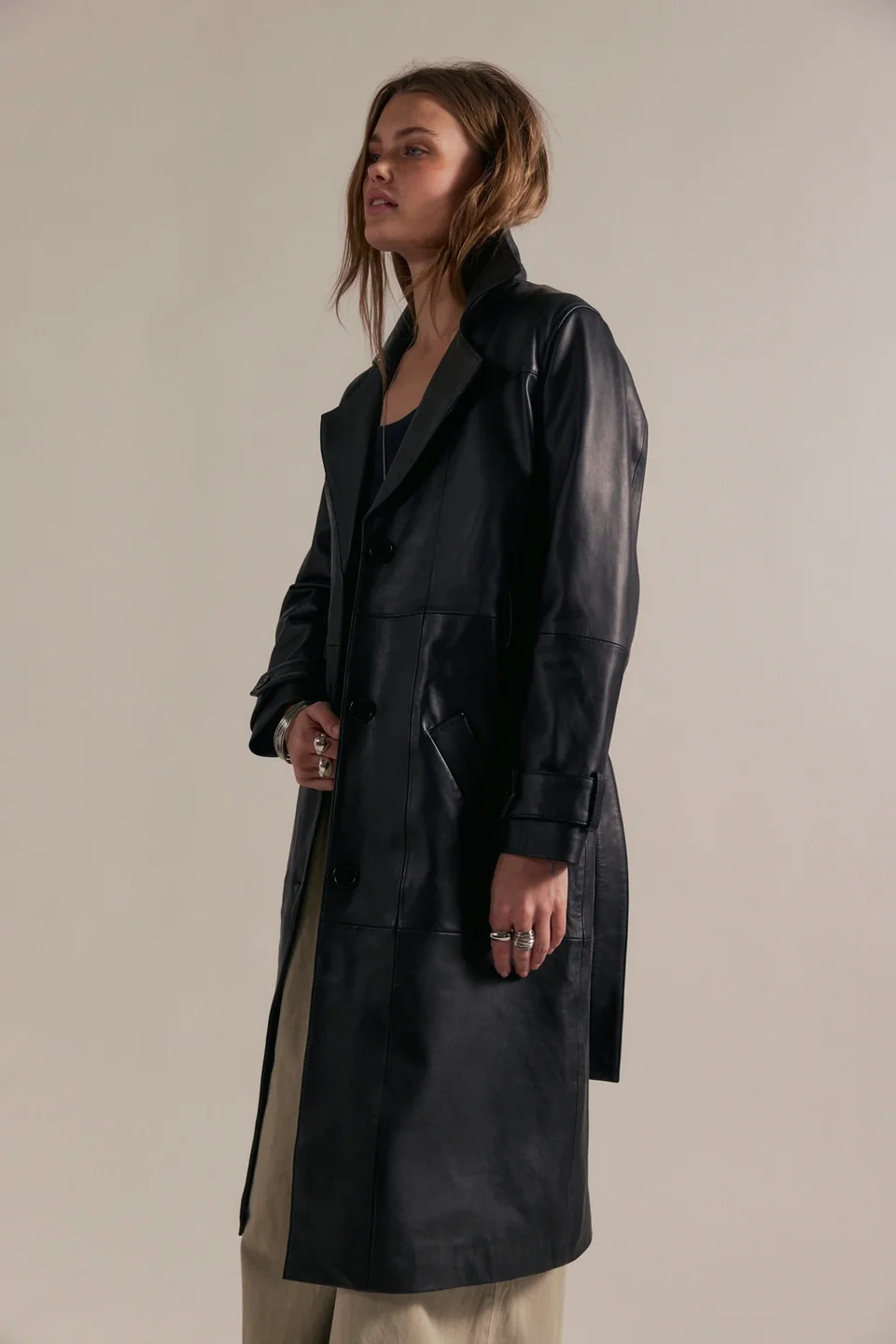 Deadwood Terra Leather Trench Coat - 1