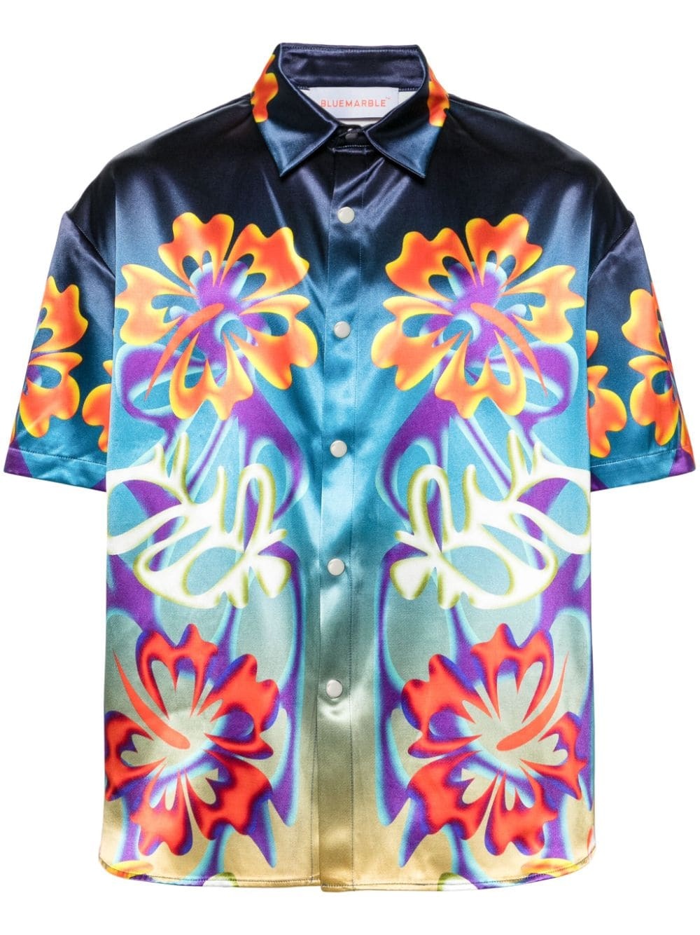 floral-print satin shirt - 1