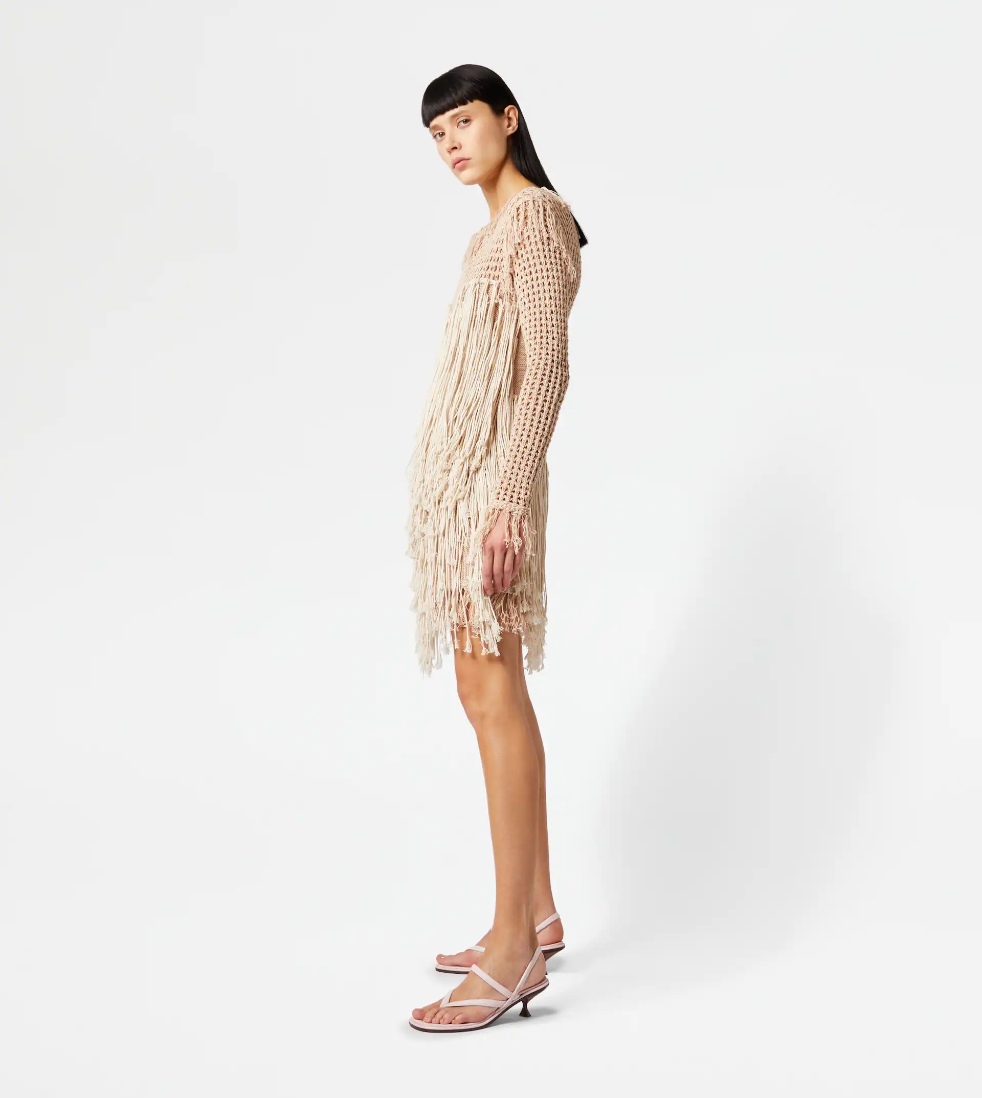 FRINGED DRESS - BEIGE - 4
