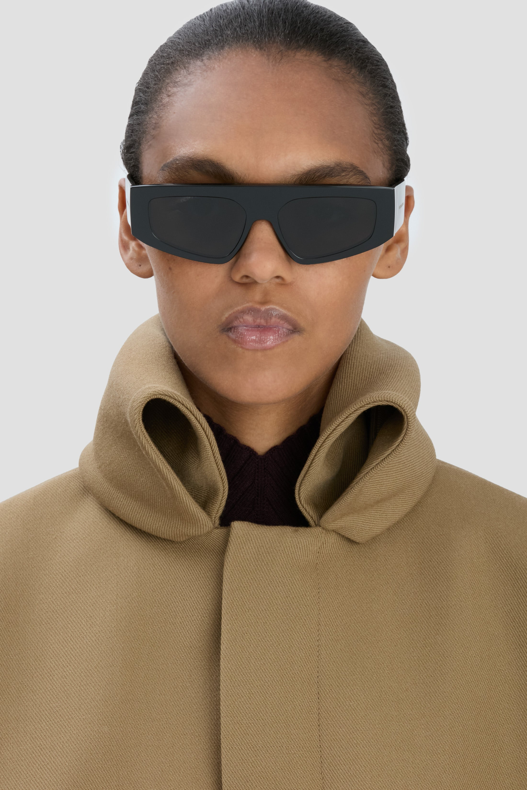 Acetate Visor Sunglasses in Black - 3