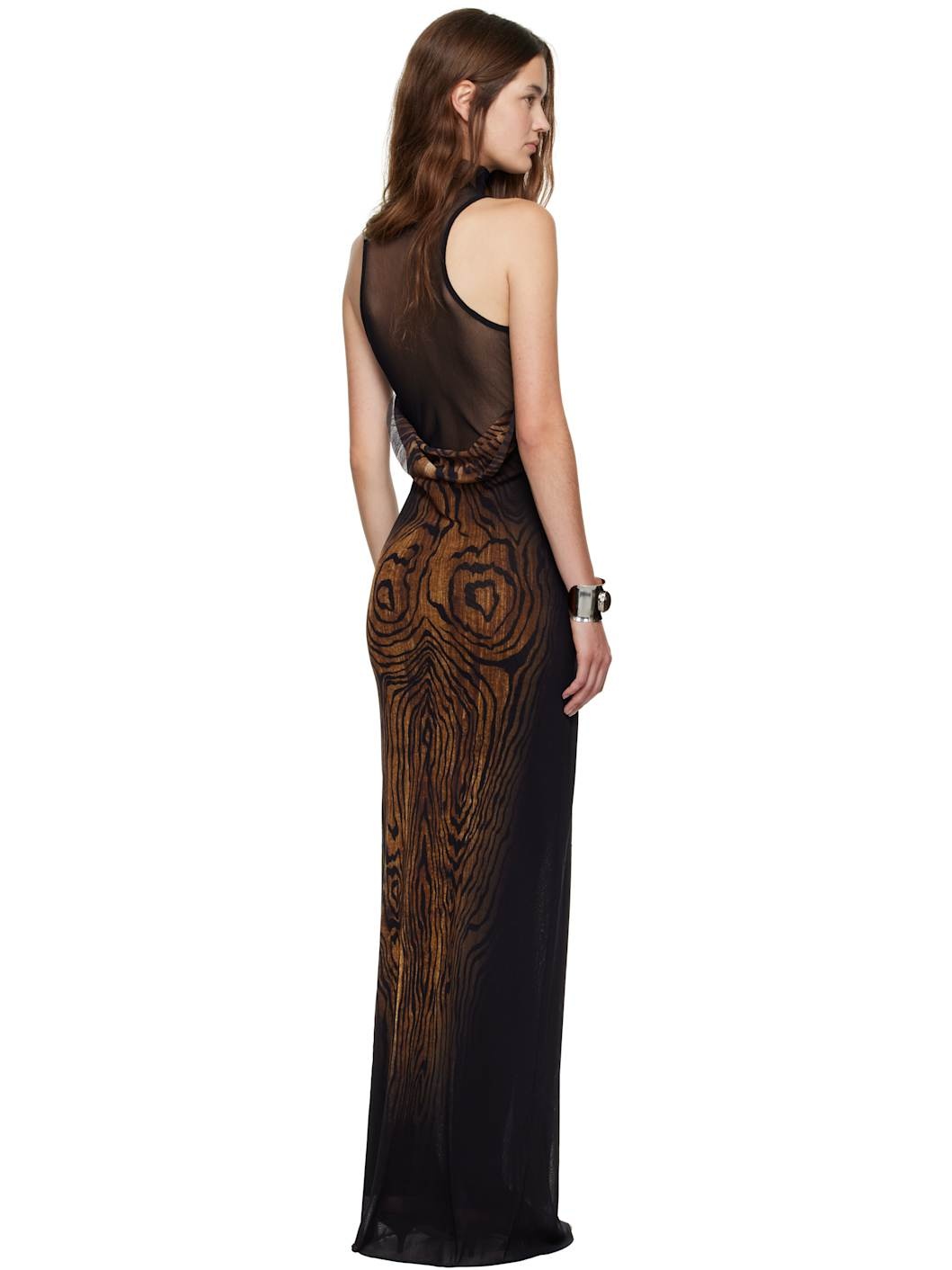 Black & Brown 'The Long Draped Wood' Maxi Dress - 3