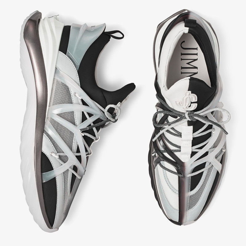Cosmos/M Black and White Neoprene Low-Top Trainers 4