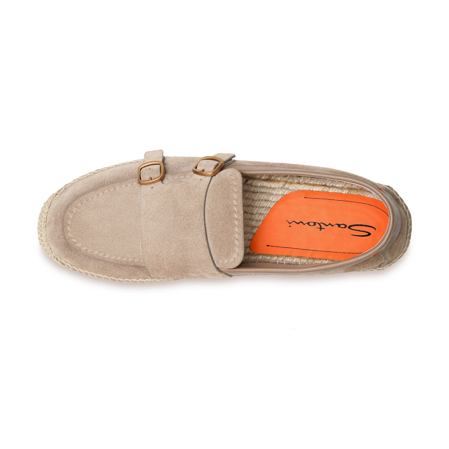 Men's beige suede double-buckle espadrille - 5