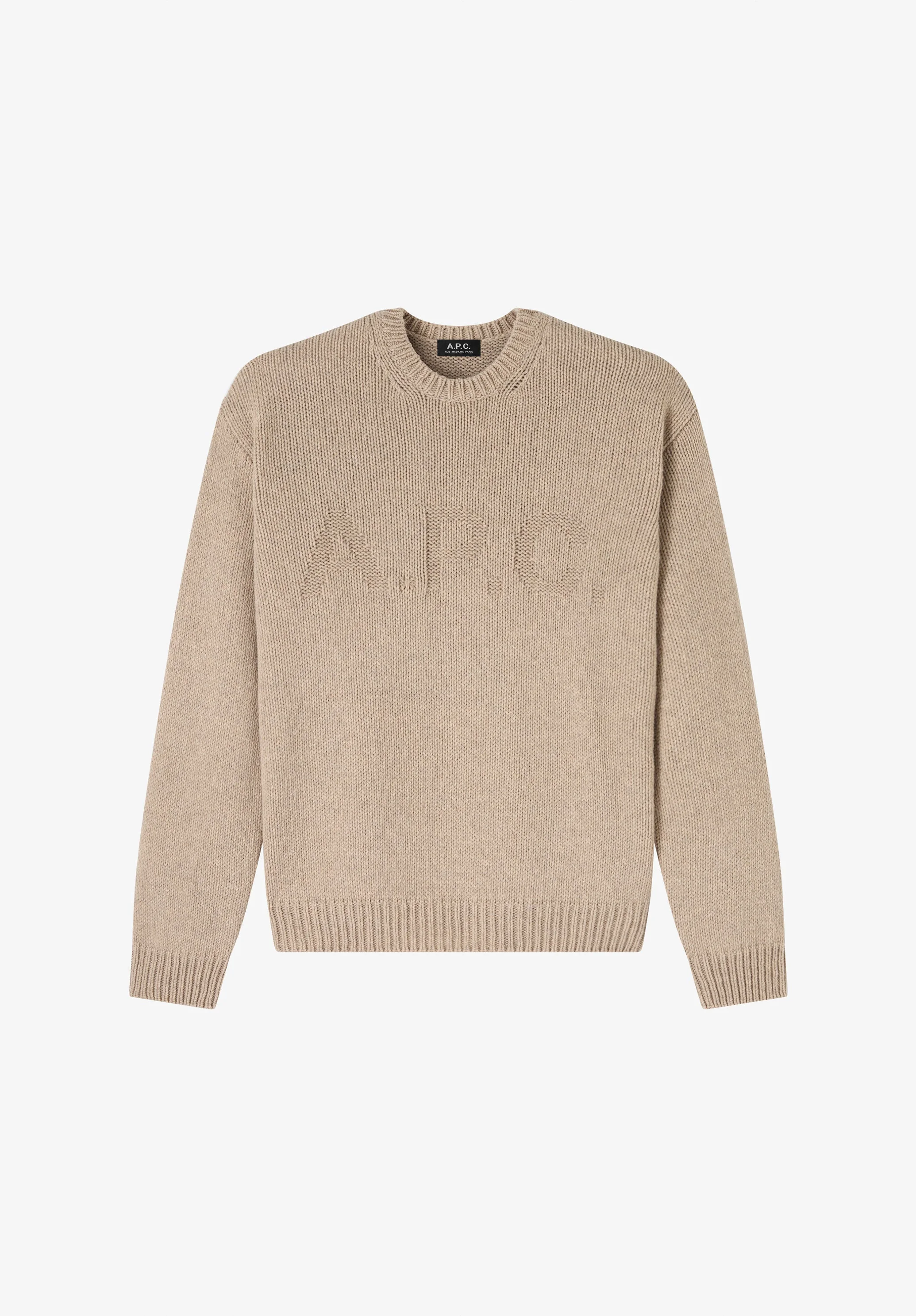 GEORGE SWEATER - TAUPE SWEATER WITH TONE-ON-TONE A.P.C. LOGO - 1