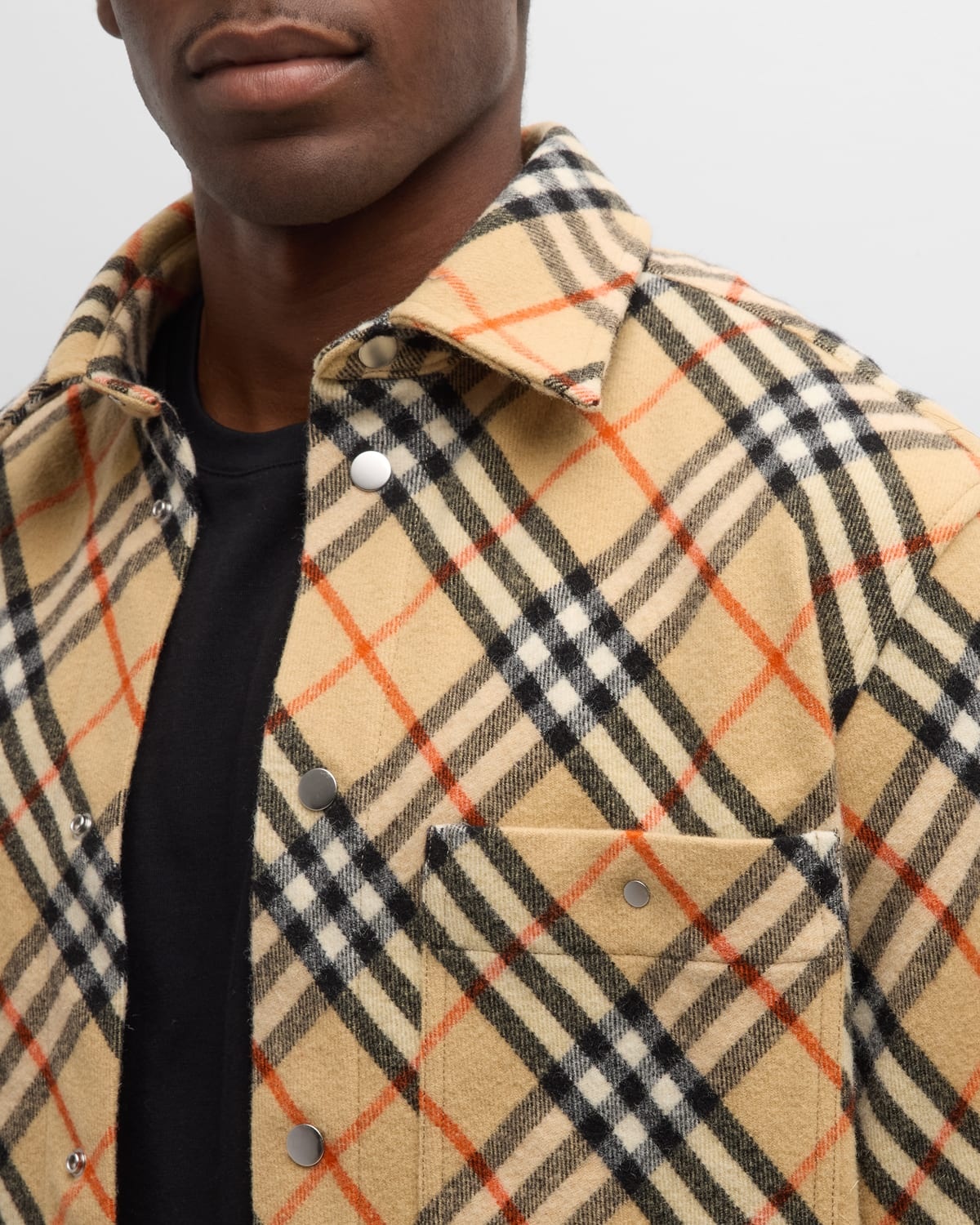 Men's Check Wool Button-Down Shirt - 6