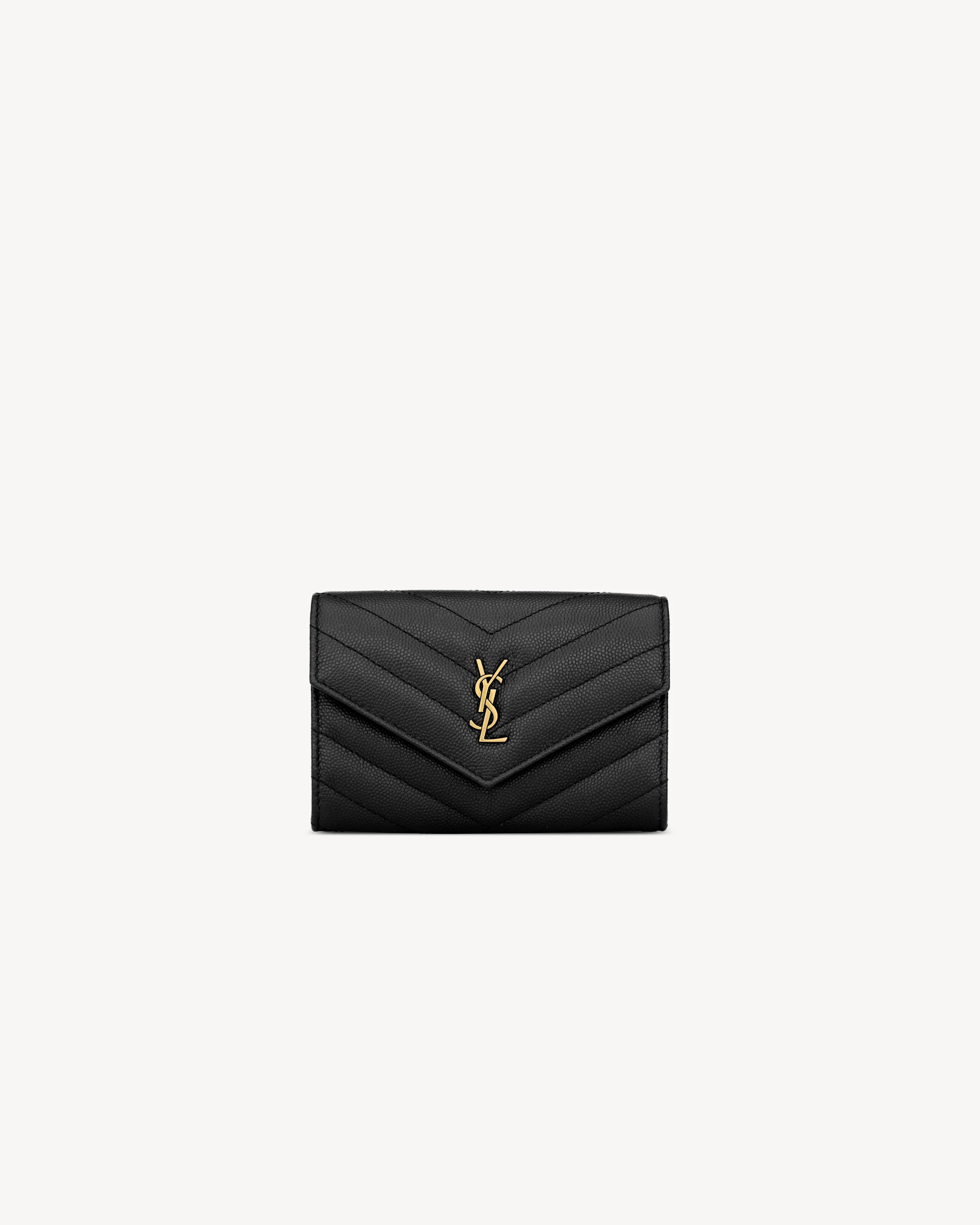 CASSANDRE MATELASSÉ SMALL ENVELOPE WALLET IN GRAIN DE POUDRE LEATHER - 1