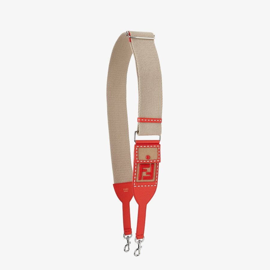 Beige and red ribbon shoulder strap - 1