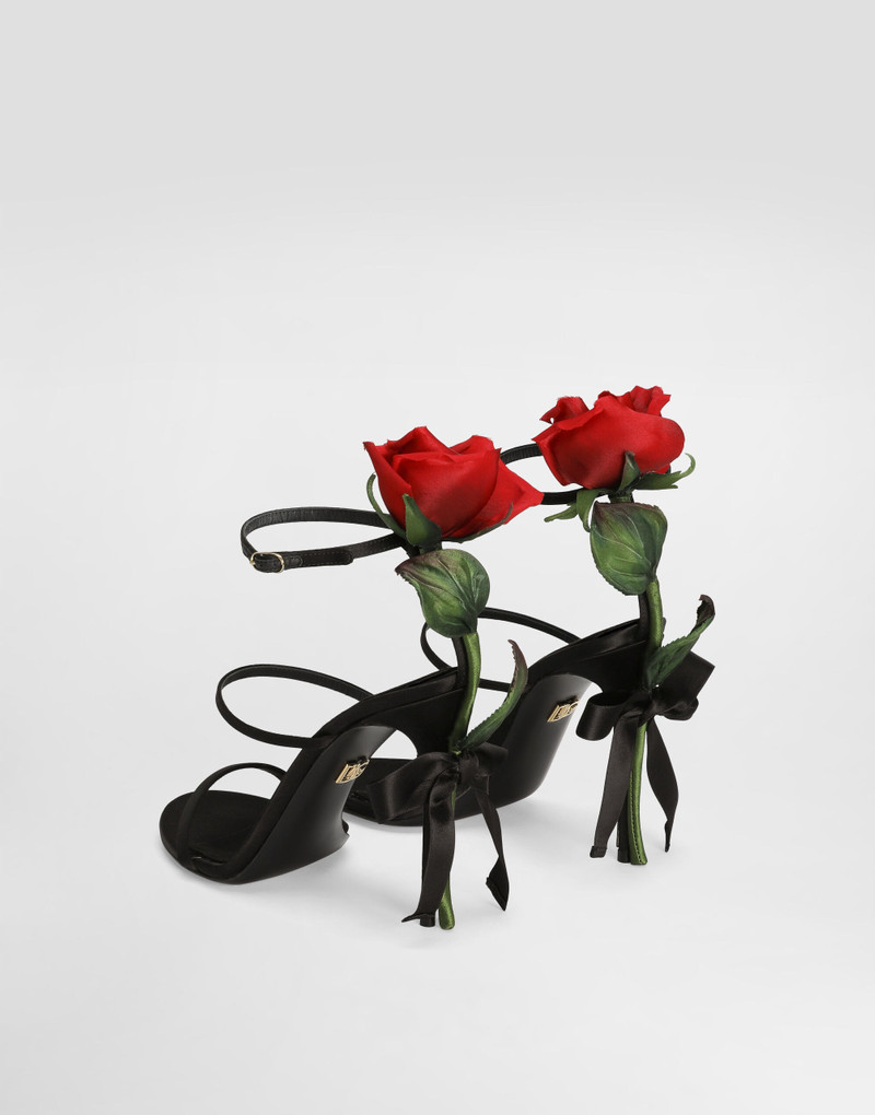Dolce & Gabbana Satin sandals with rose embellishment outlook