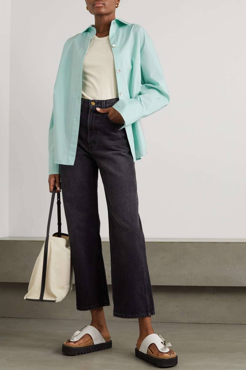 Vince Gathered organic cotton-poplin shirt outlook