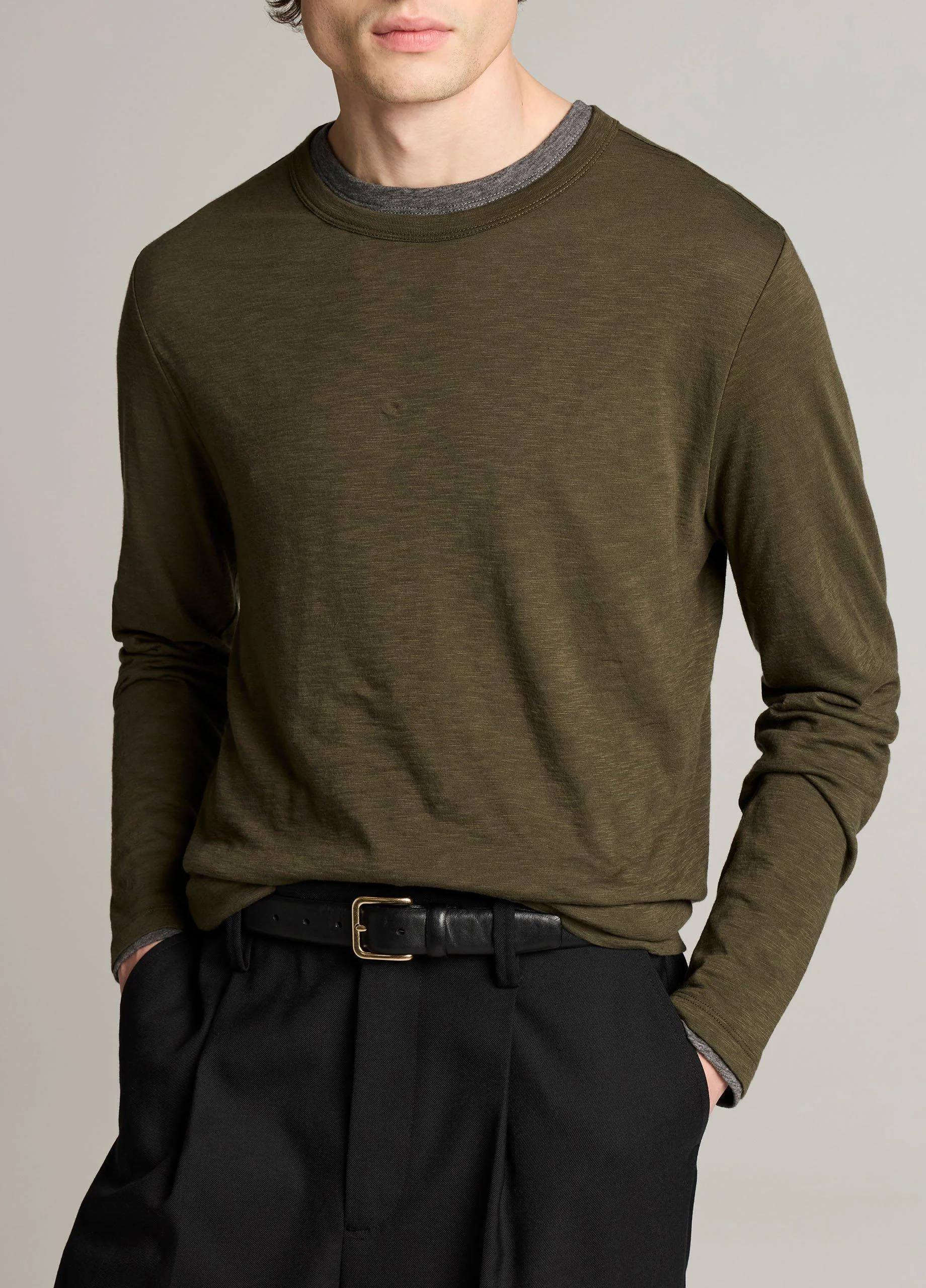 Slub Pima Cotton Double-Layer T-Shirt - 1