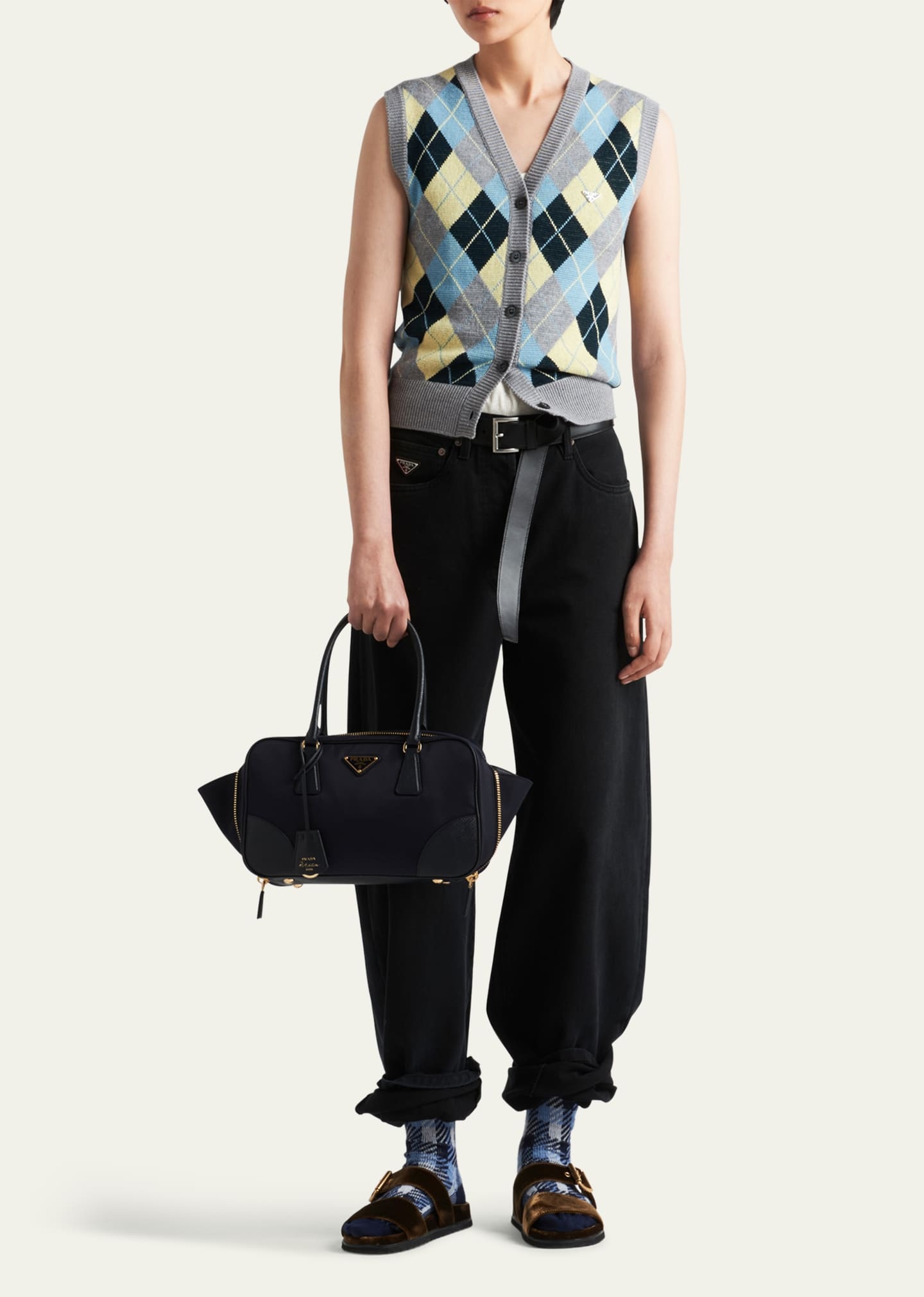 Jacquard Argyle Superfine Wool Vest - 2