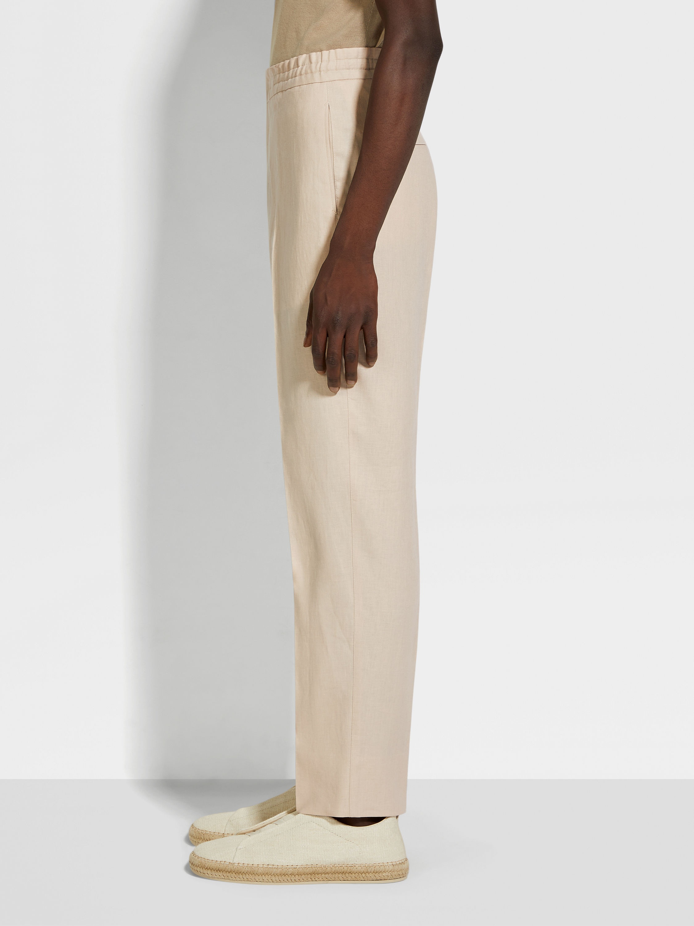 LIGHT TAUPE OASI LINO PANTS - 4