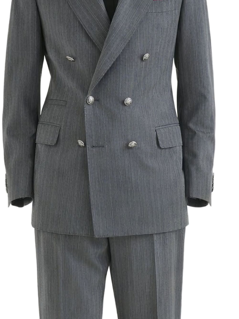 Brunello Cucinelli pinstripe double-breasted suit outlook