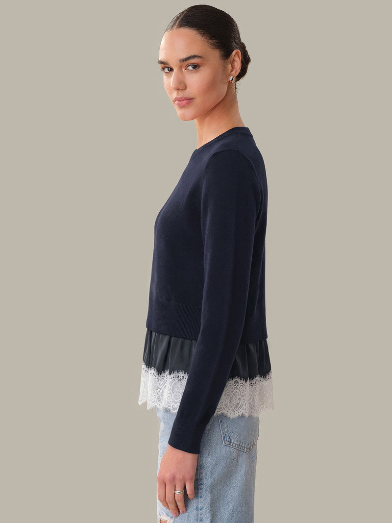 525 america Cora: Lace Trim Cashmere Blend Knit Pullover outlook