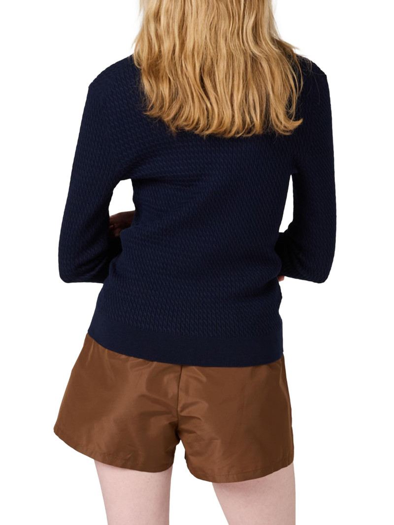 Women's Cable-Knit Cashmere and Silk Cardigan - Blue 3