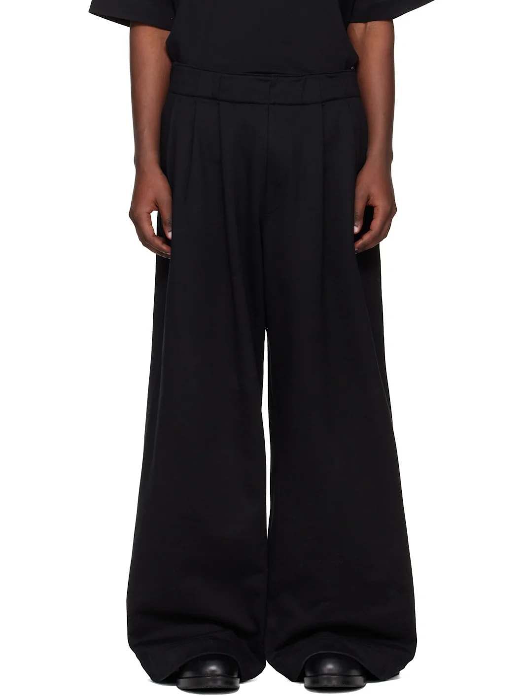 Black Pleated Sweatpants - 1