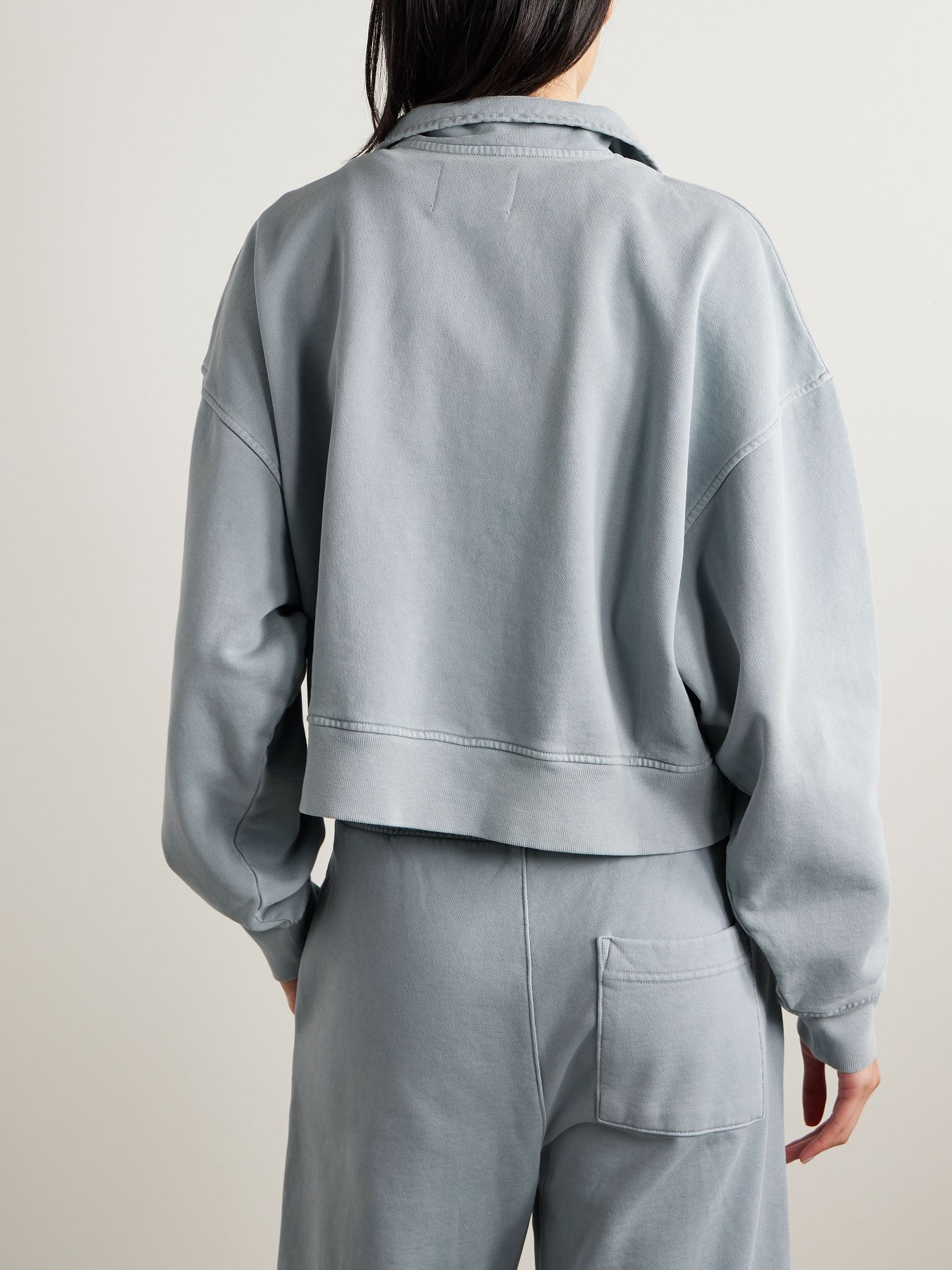 Mirelle cropped cotton-jersey sweatshirt Gray - 4