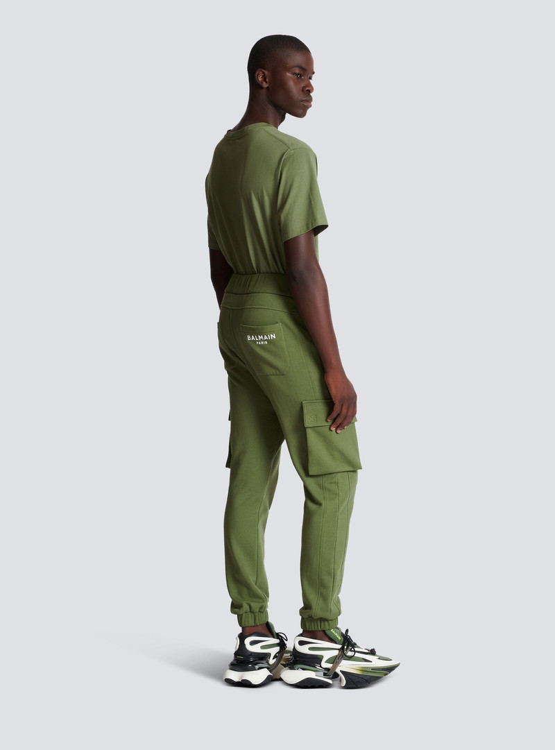Cargo joggers with Balmain Paris print 4