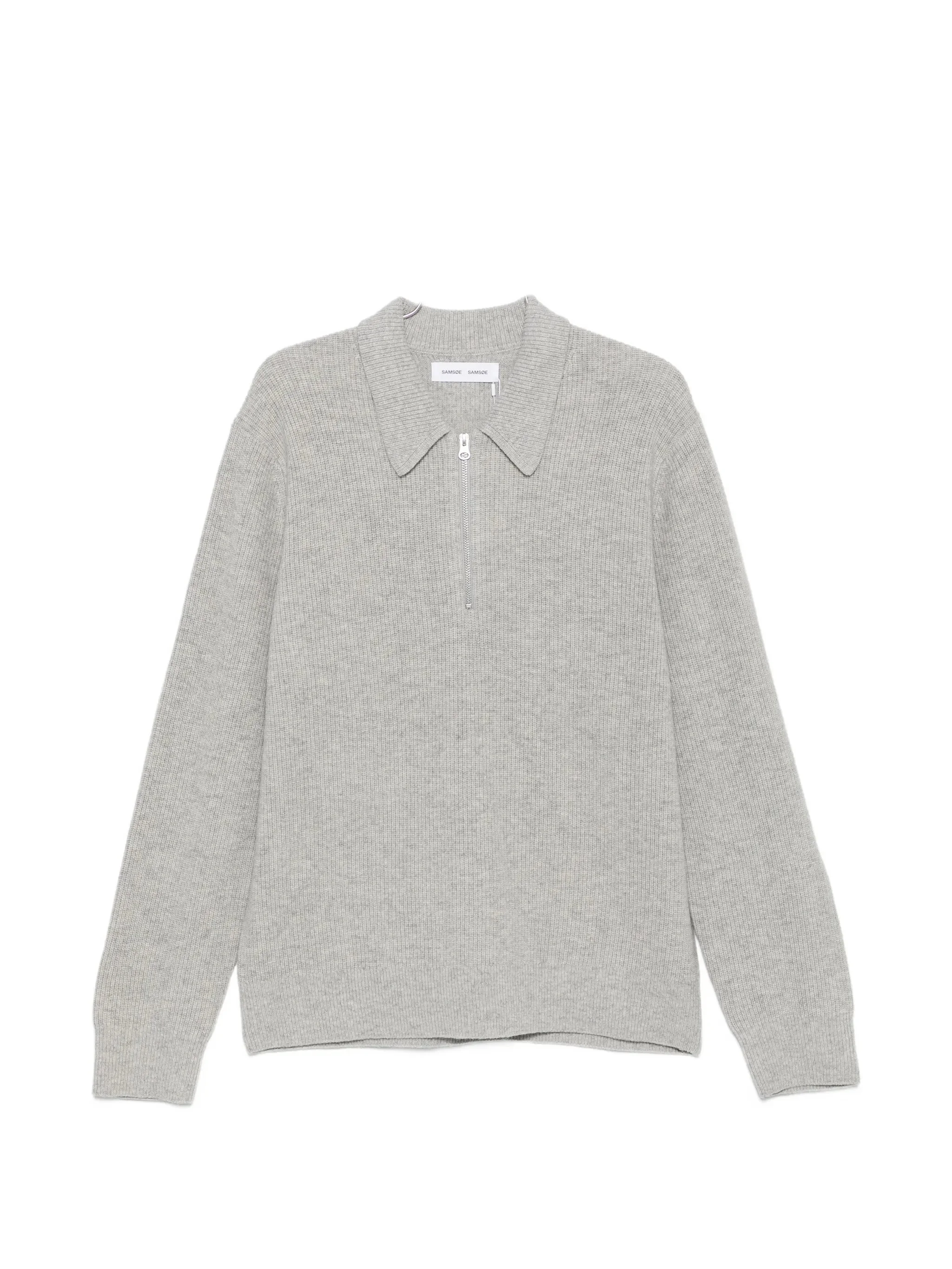 Samsoe Samsoe Ribbed-knit Quarter-zip Polo Shirt - 1