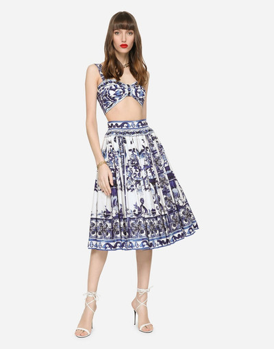 Dolce & Gabbana Poplin midi skirt with majolica print outlook
