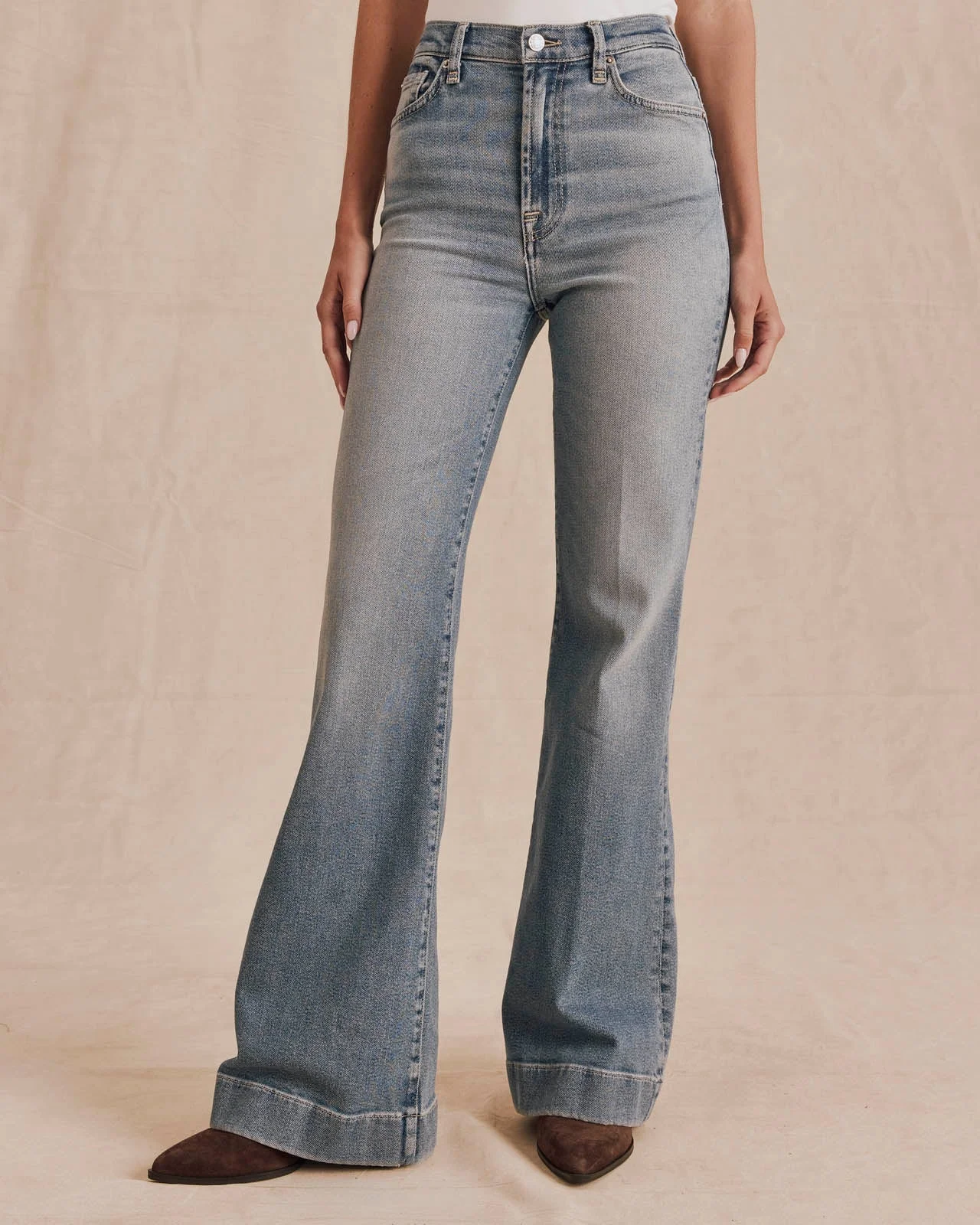 Modern Flare Jean in Mid Blue - 1