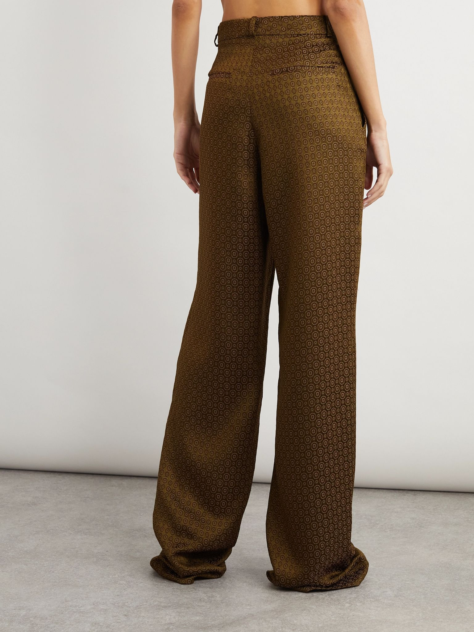 Jacquard wide-leg pants Brown - 4