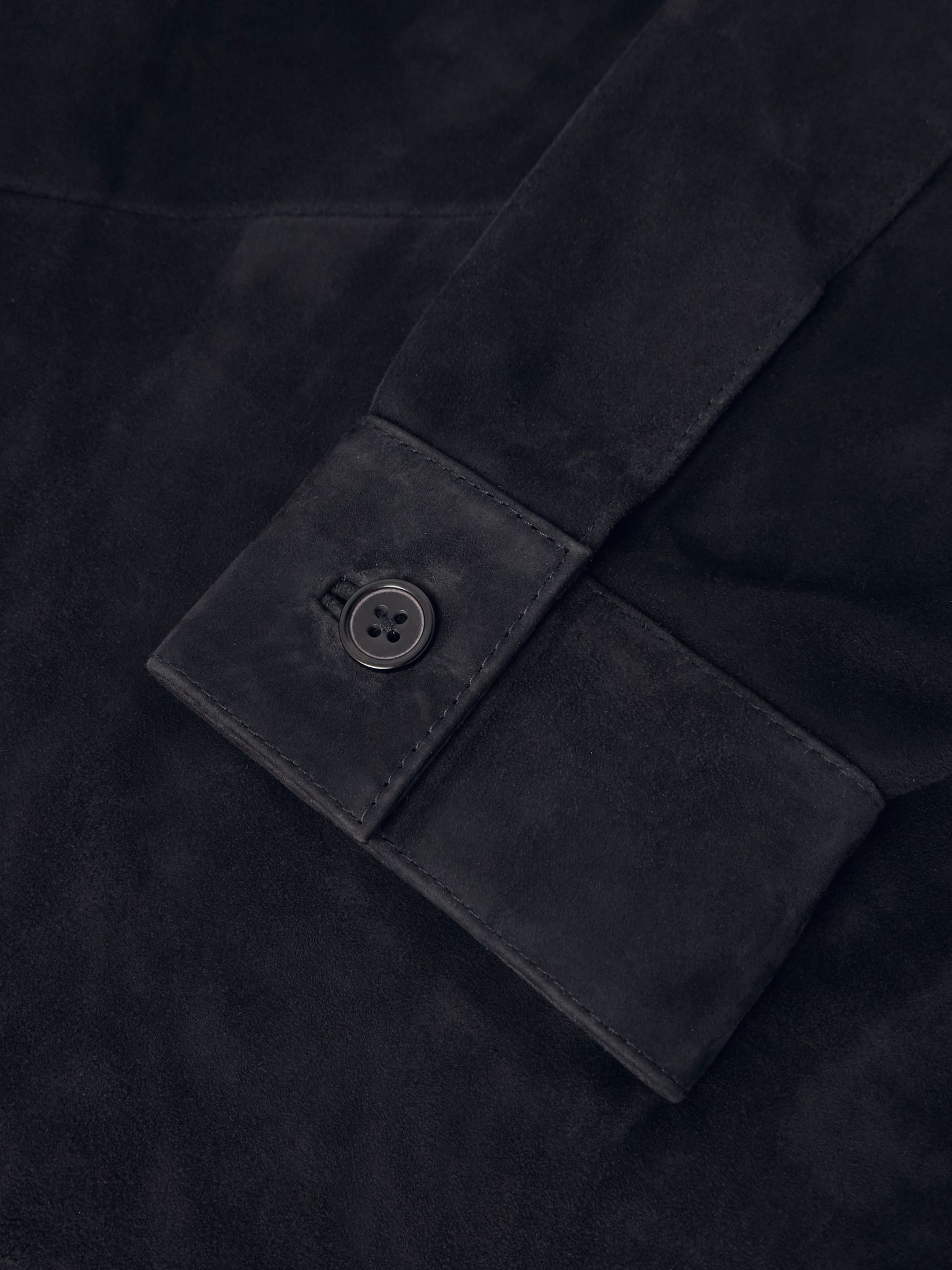 Julien Camp-Collar Suede Overshirt Navy - 6