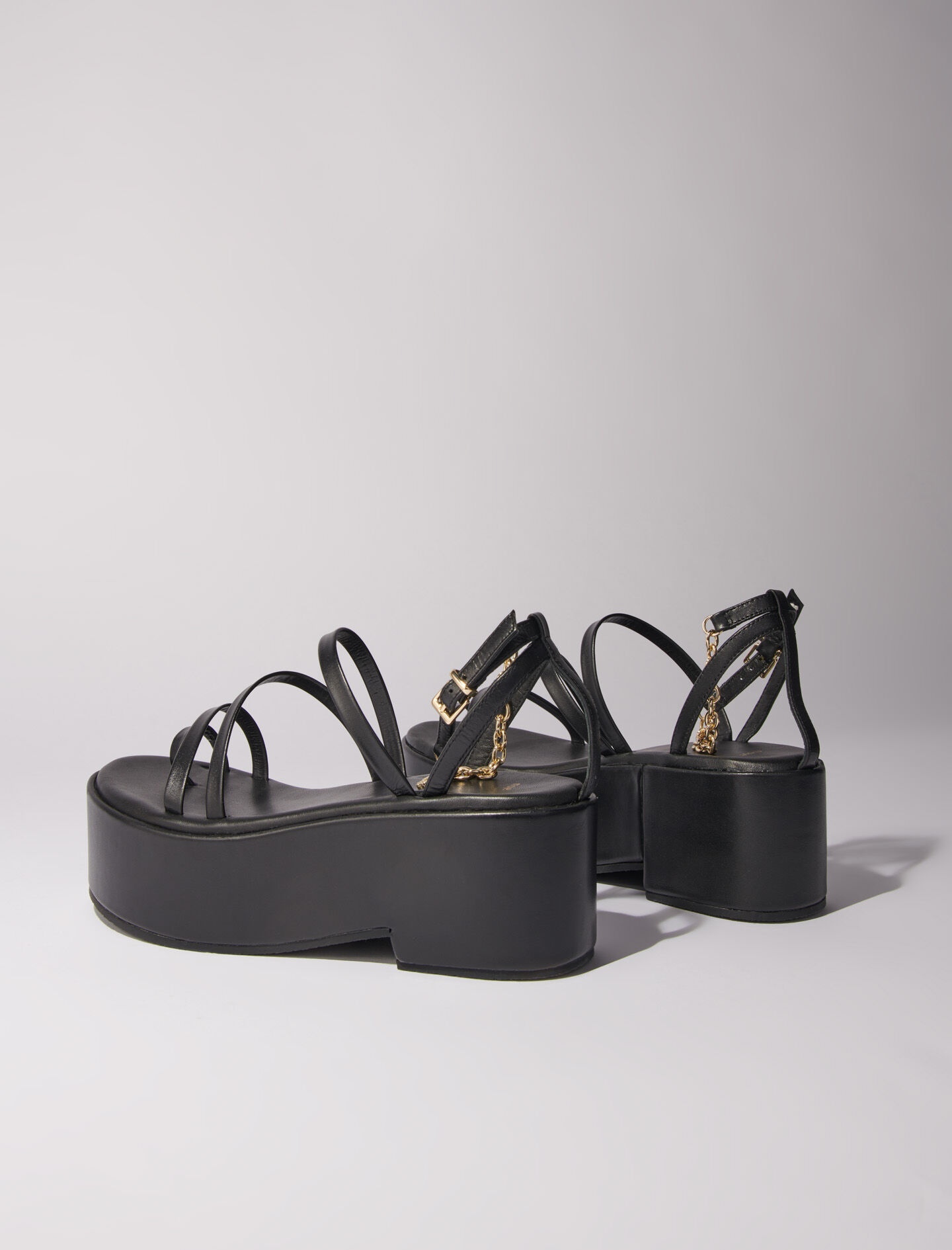 Leather platform sandals - 5