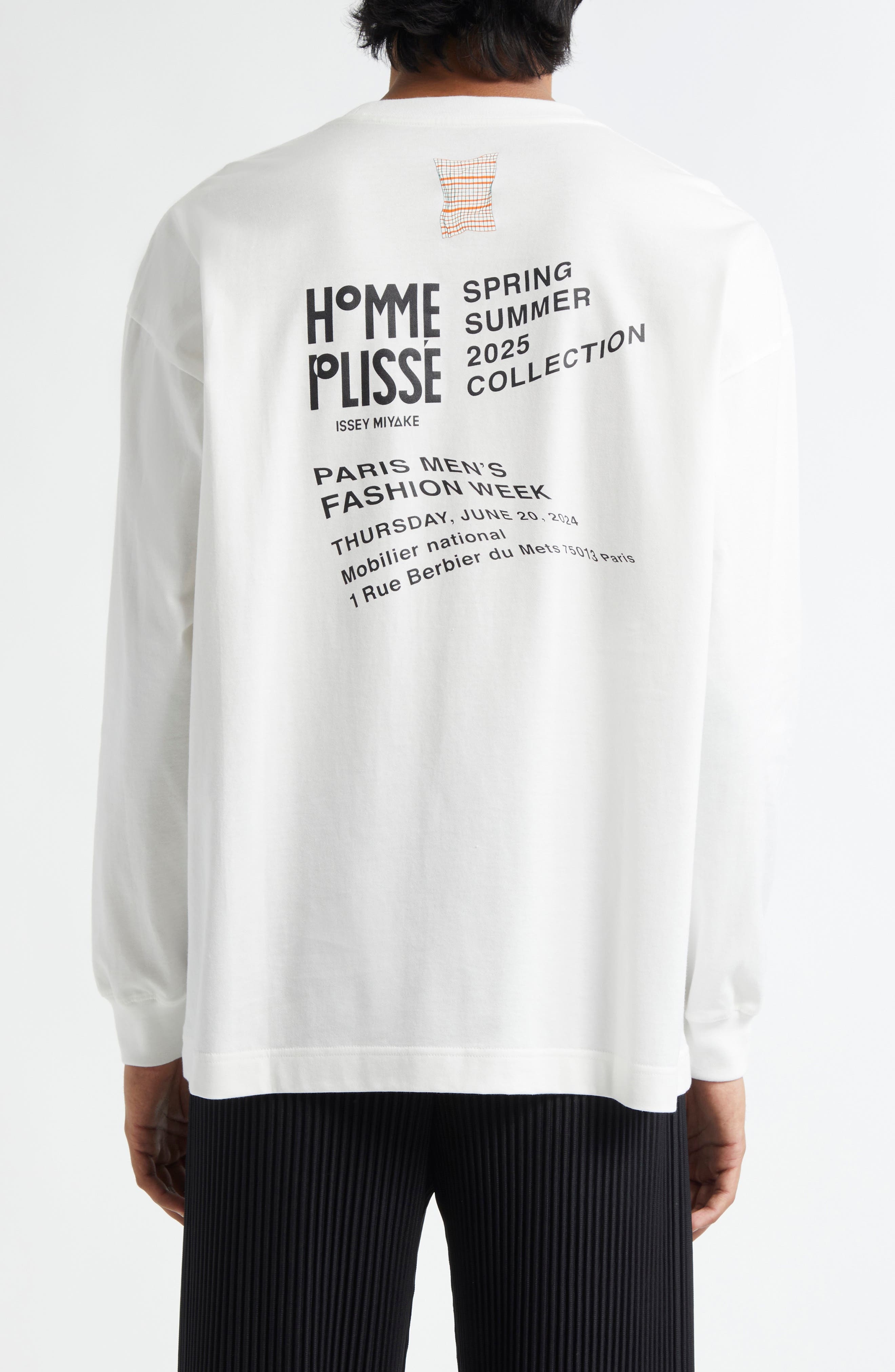 Homme Plissé Issey Miyake Invitation Long Sleeve Graphic T-Shirt in White at Nordstrom - 3