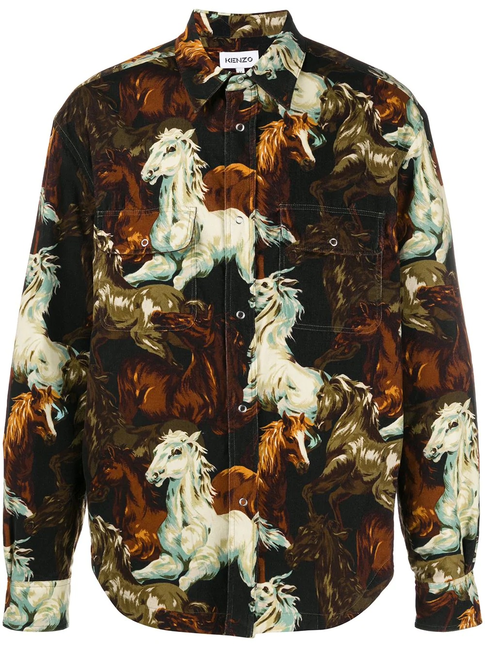 horse print overshirt - 1