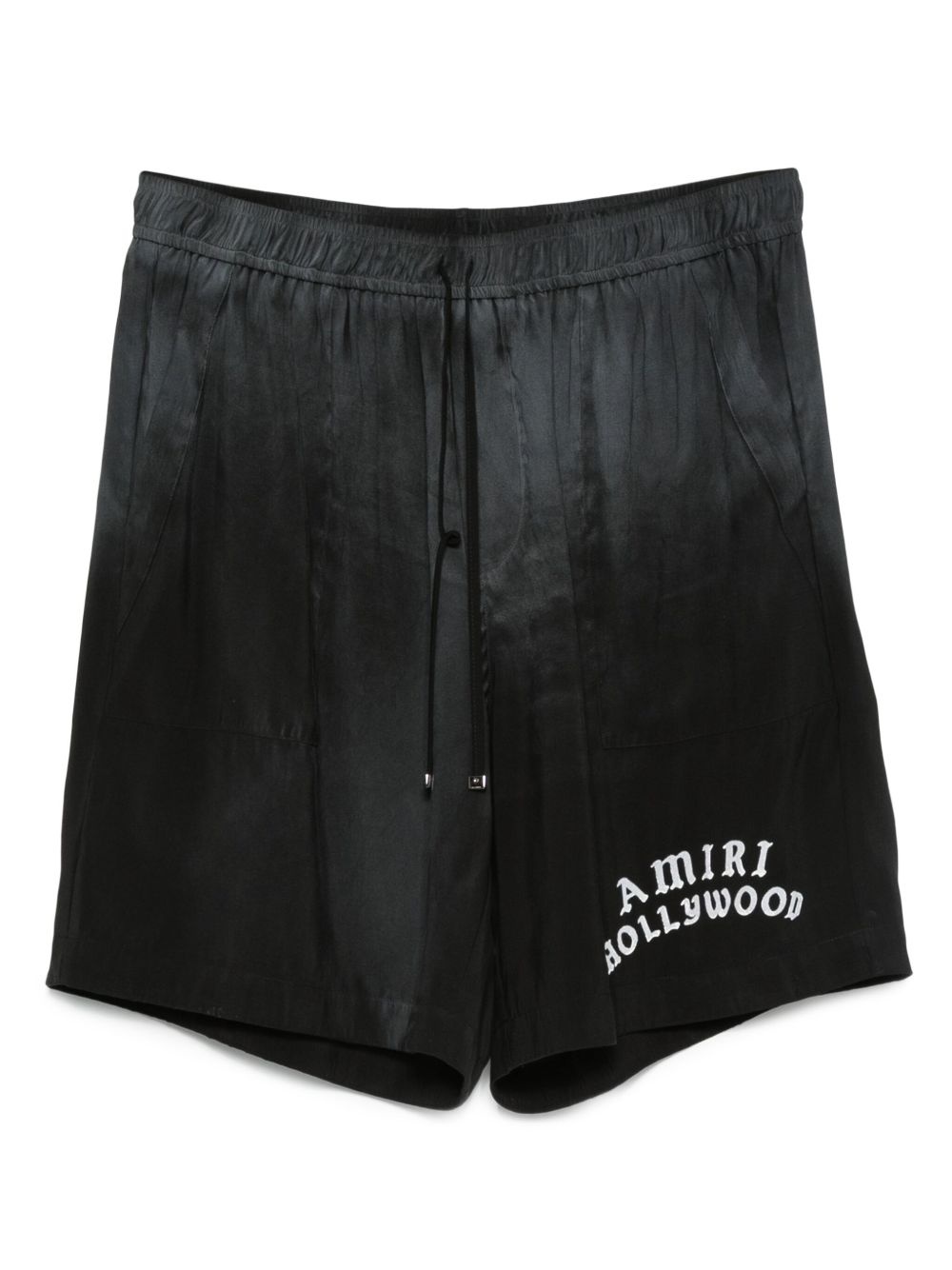 logo-embroidered silk shorts - 1